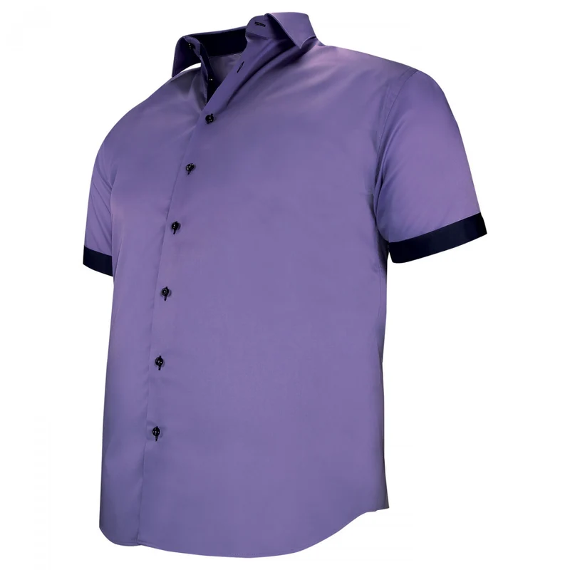 Chemise homme grande taille grande taille à tissu uni contrasté coupe droite VIOSSO Doublissimo