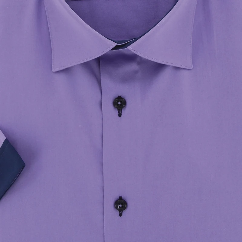 Chemise homme grande taille grande taille à tissu uni contrasté coupe droite VIOSSO Doublissimo