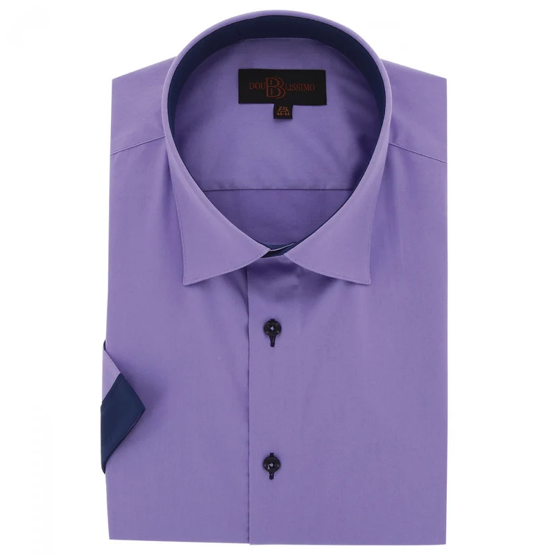 Chemise homme grande taille grande taille à tissu uni contrasté coupe droite VIOSSO Doublissimo