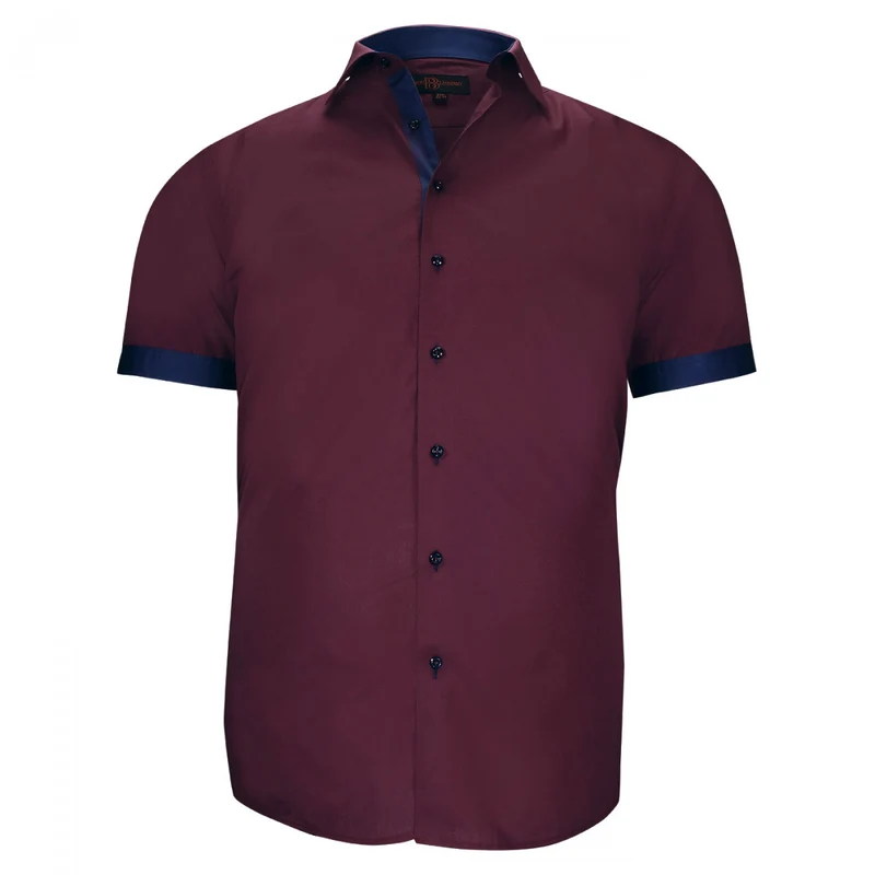 Chemise homme grande taille grande taille à tissu uni contrasté coupe droite VIOSSO Doublissimo