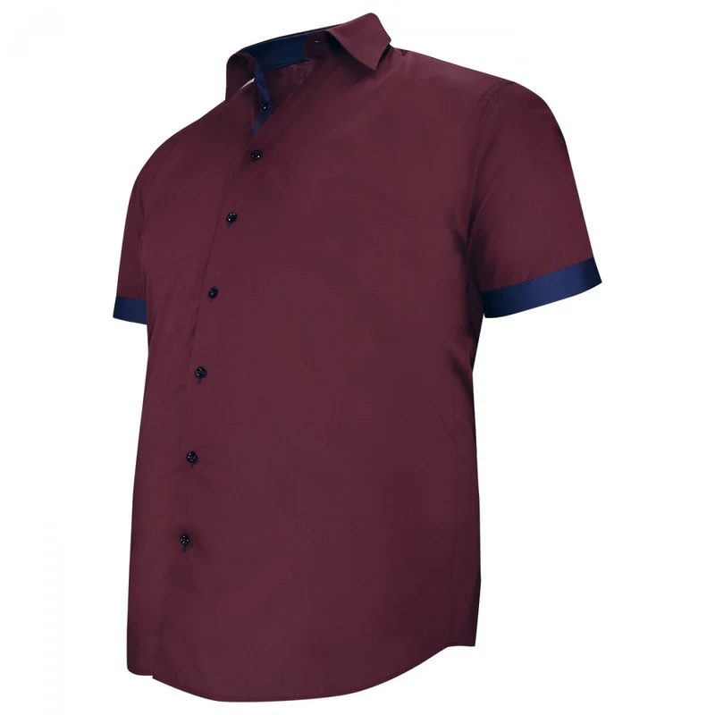 Chemise homme grande taille grande taille à tissu uni contrasté coupe droite VIOSSO Doublissimo