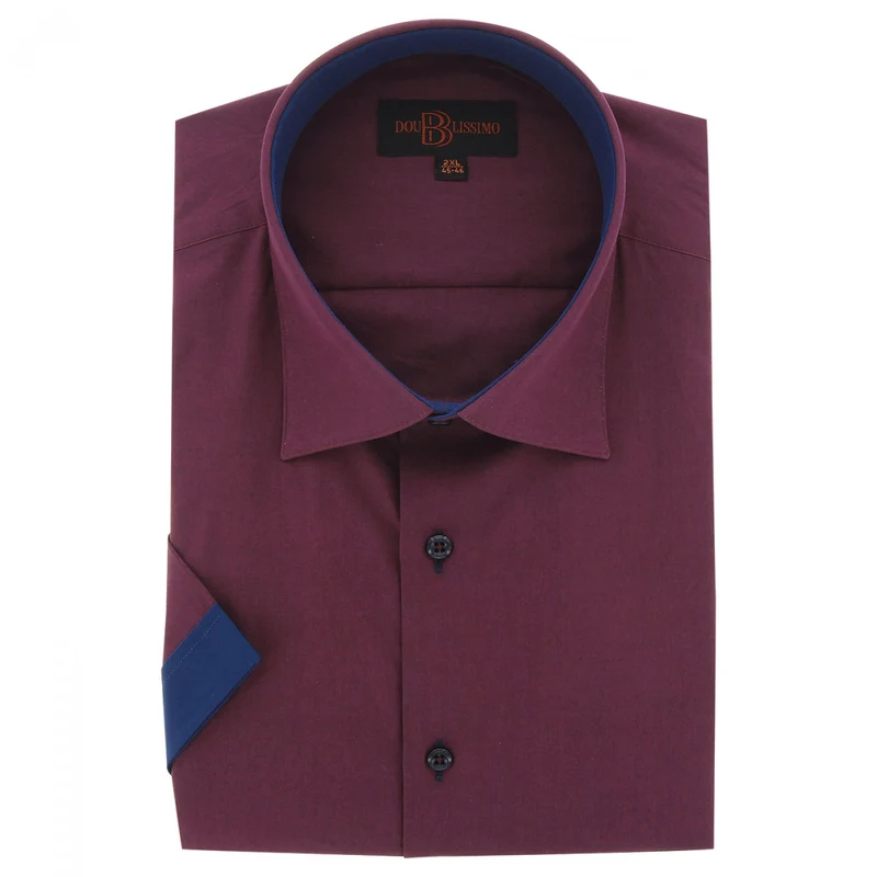 Chemise homme grande taille grande taille à tissu uni contrasté coupe droite VIOSSO Doublissimo