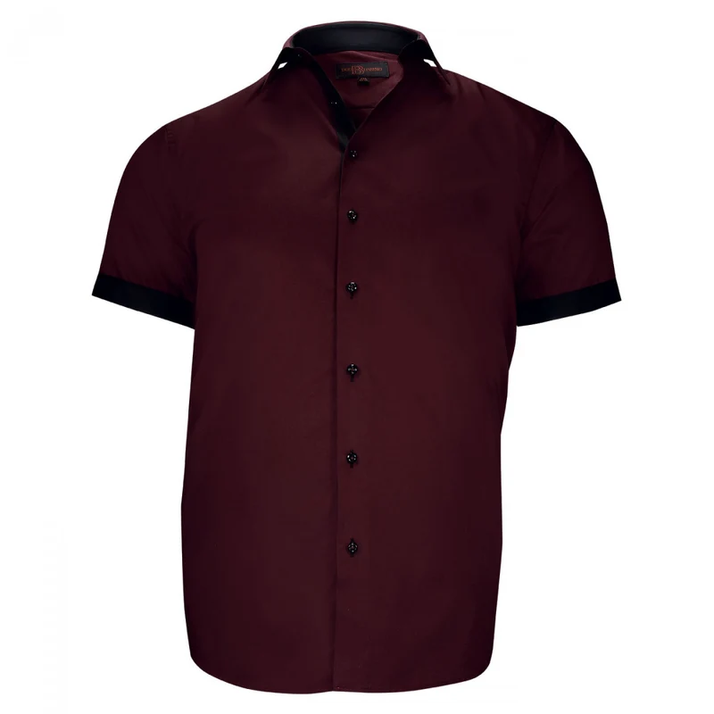 Chemise homme grande taille grande taille à tissu uni contrasté coupe droite ROSSONERO Doublissimo