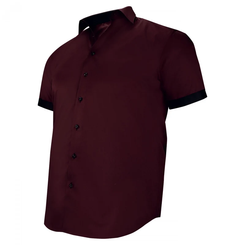 Chemise homme grande taille grande taille à tissu uni contrasté coupe droite ROSSONERO Doublissimo