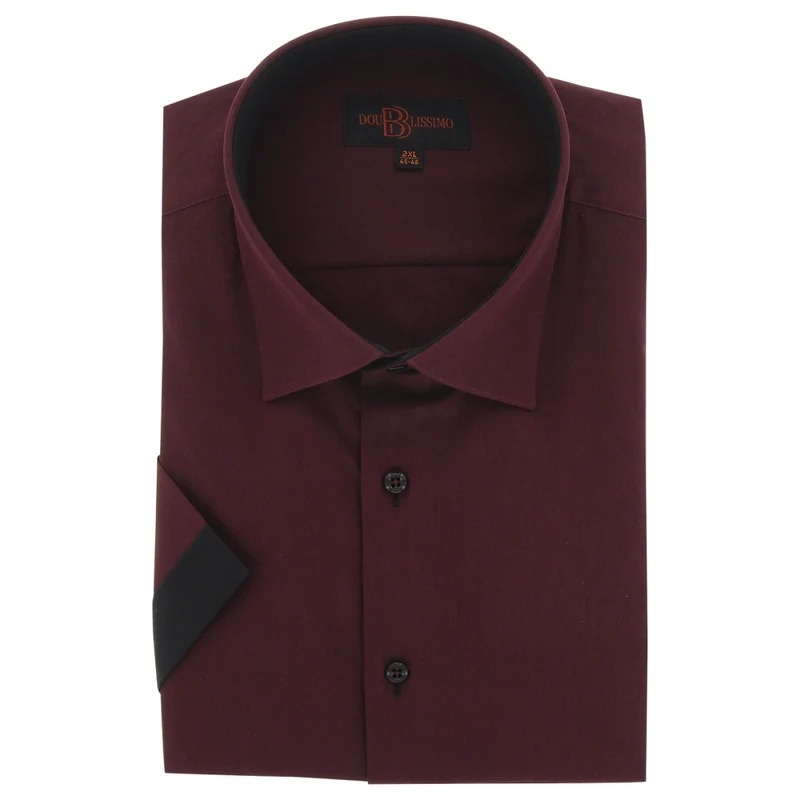 Chemise homme grande taille grande taille à tissu uni contrasté coupe droite ROSSONERO Doublissimo