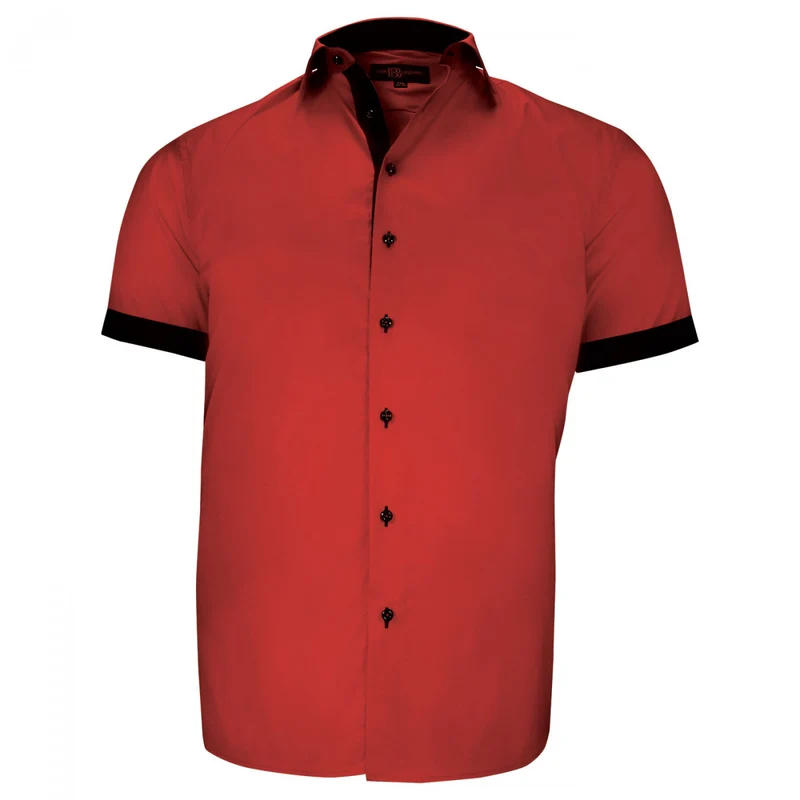 Chemise homme grande taille grande taille à tissu uni contrasté coupe droite ROSSONERO Doublissimo