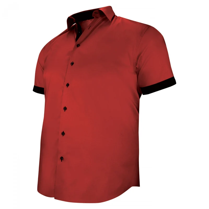 Chemise homme grande taille grande taille à tissu uni contrasté coupe droite ROSSONERO Doublissimo