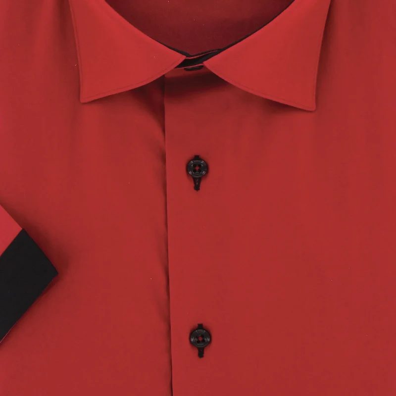 Chemise homme grande taille grande taille à tissu uni contrasté coupe droite ROSSONERO Doublissimo