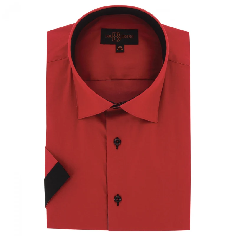 Chemise homme grande taille grande taille à tissu uni contrasté coupe droite ROSSONERO Doublissimo