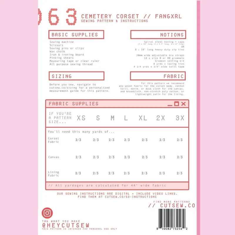 PATRON DE COUTURE PDF | Corset Cimetière | CUT/SEW | ANGLAIS SEULEMENT | A4 SEULEMENT