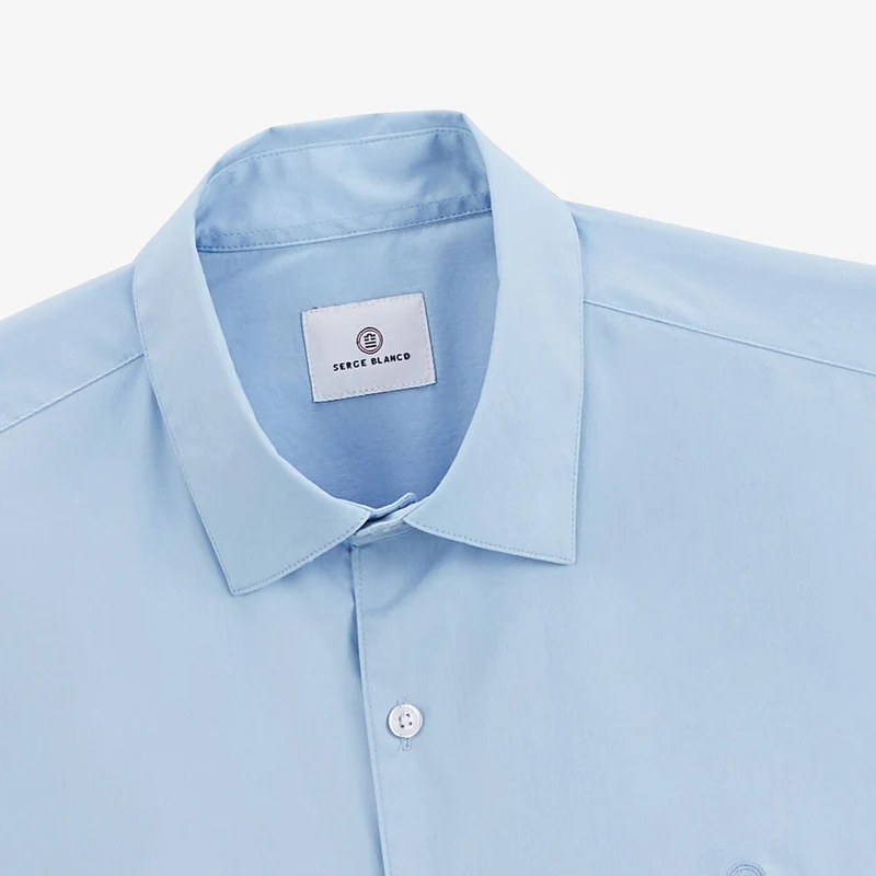 Chemise popeline confort manches longues bleu ciel