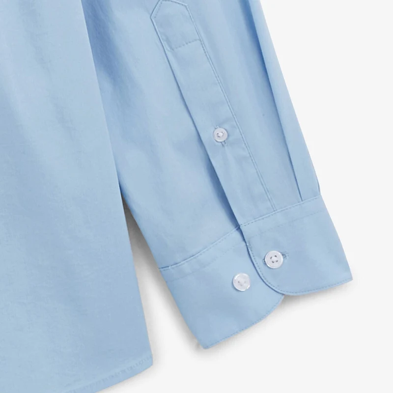 Chemise popeline confort manches longues bleu ciel