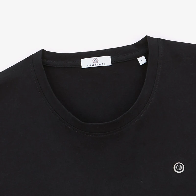 T-shirt manches courtes col rond 100% coton noir Théo