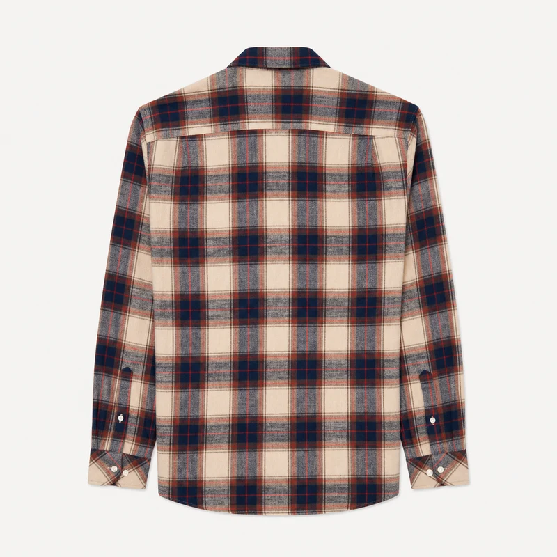 Chemise manches longues coton à carreaux beige SBPLAY