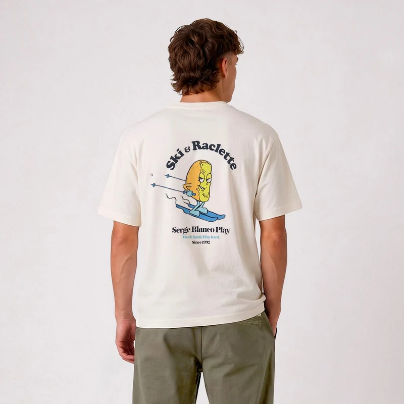T-shirt manches courtes coton blanc Ski & Raclette SBPLAY