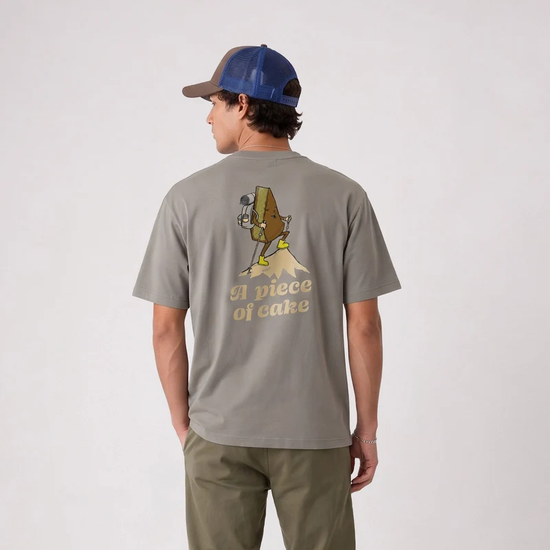 T-shirt manches courtes oversize beige sable A Piece of Cake SBPLAY