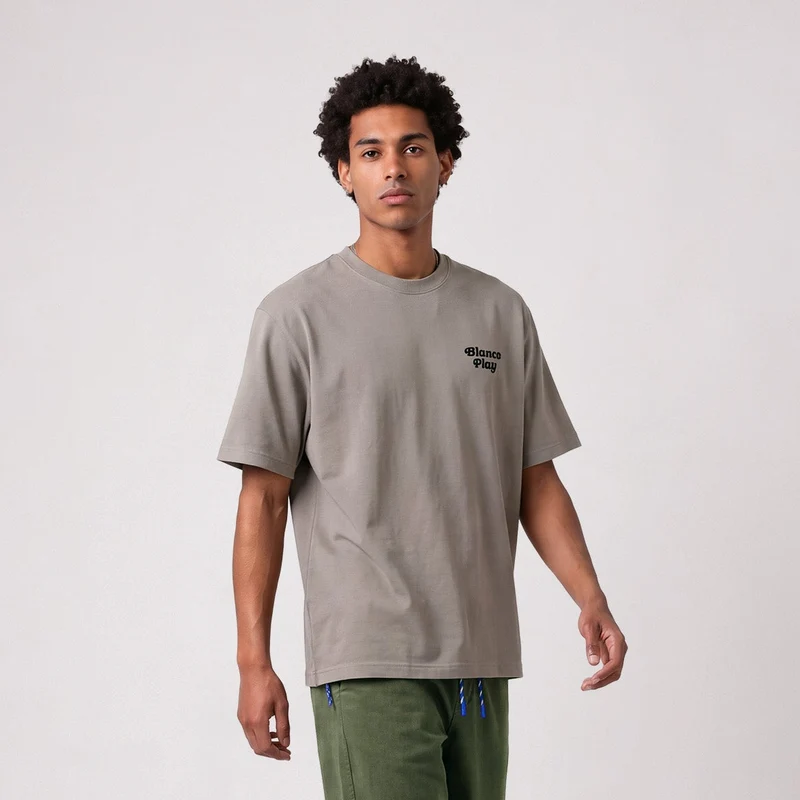 T-shirt manches courtes oversize beige sable A Piece of Cake SBPLAY
