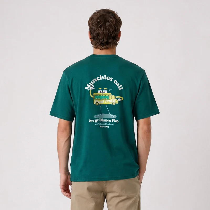 T-shirt manches courtes coton bleu canard Munchies Call SBPLAY