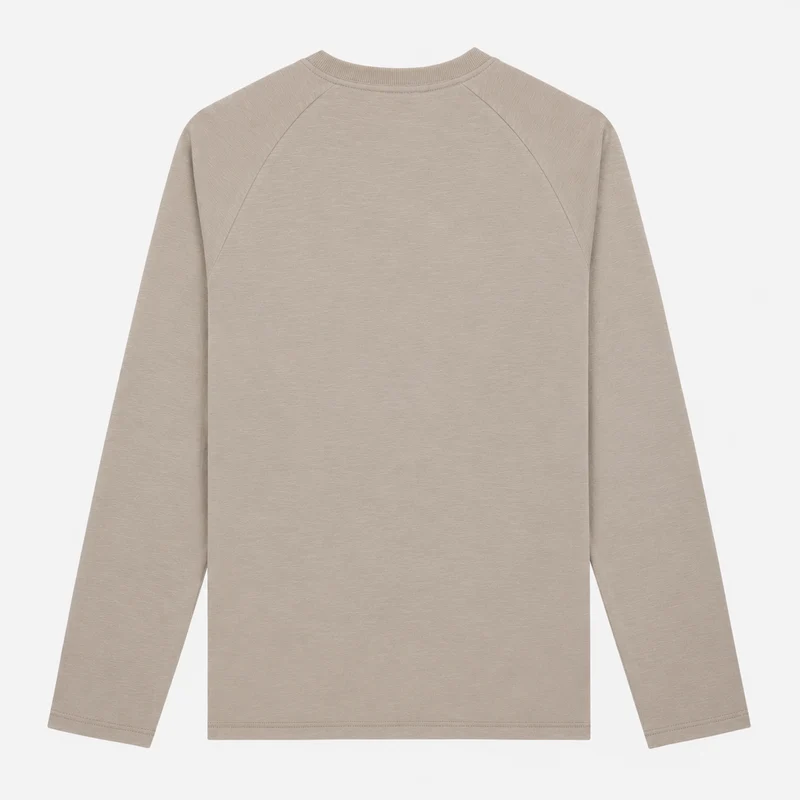T-shirt manches longues col rond coton beige