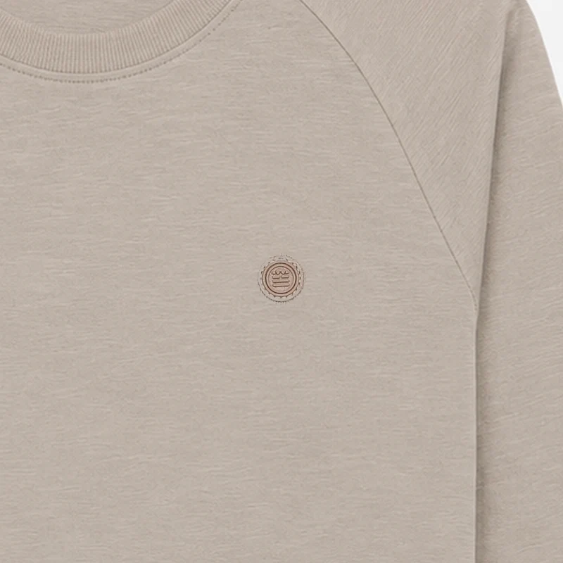 T-shirt manches longues col rond coton beige