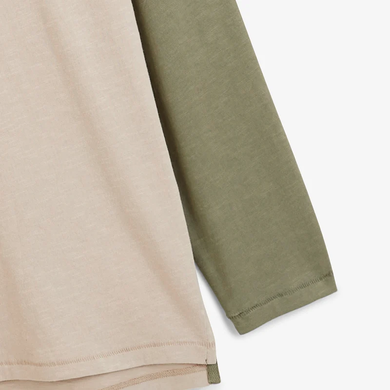 T-shirt manches longues imprimé coton beige sable et kaki SBPLAY