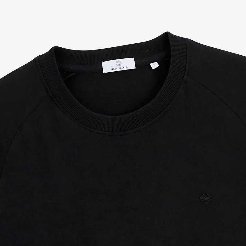 T-shirt manches longues col rond coton noir
