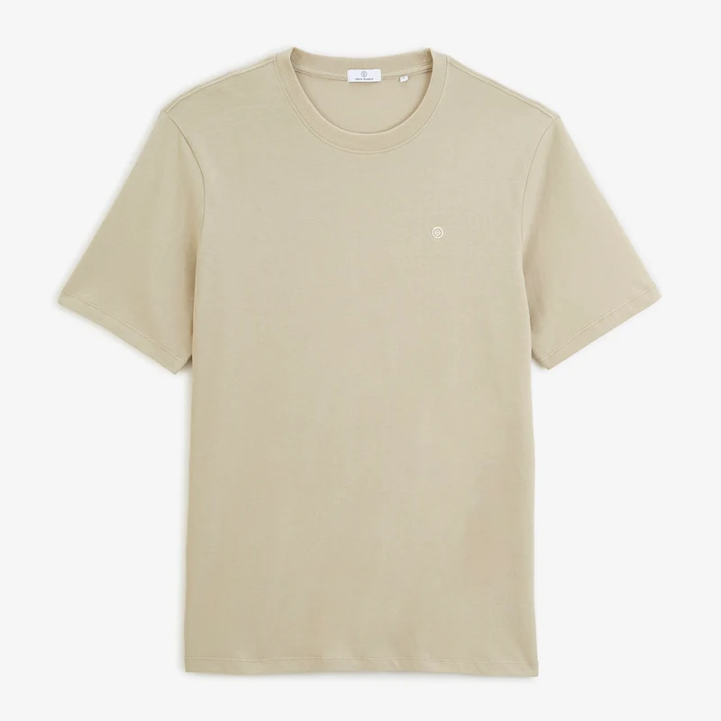 T-shirt manches courtes col rond 100% coton beige Théo