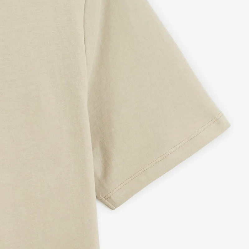 T-shirt manches courtes col rond 100% coton beige Théo