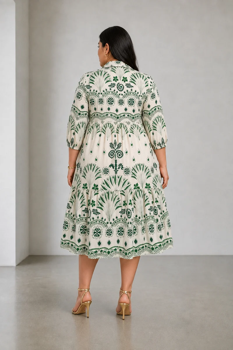 Mavora|Cotton Tiered Midi Shirt Dress