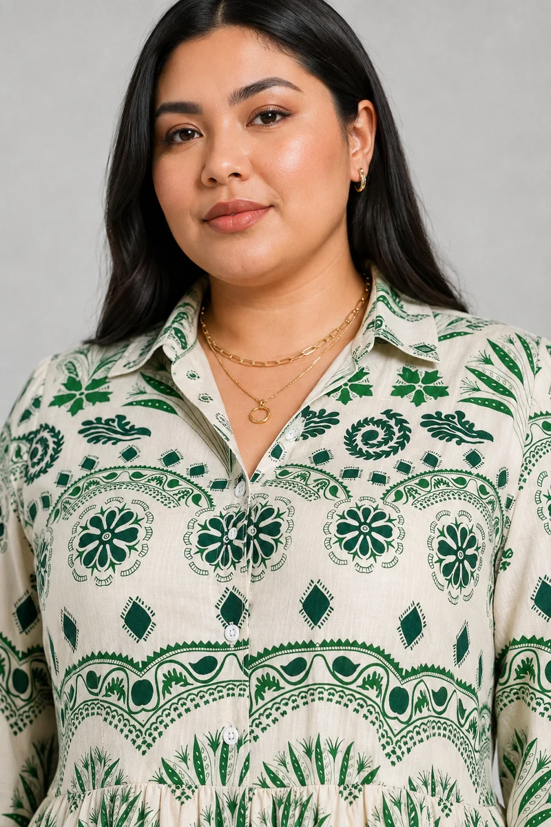 Mavora|Cotton Tiered Midi Shirt Dress