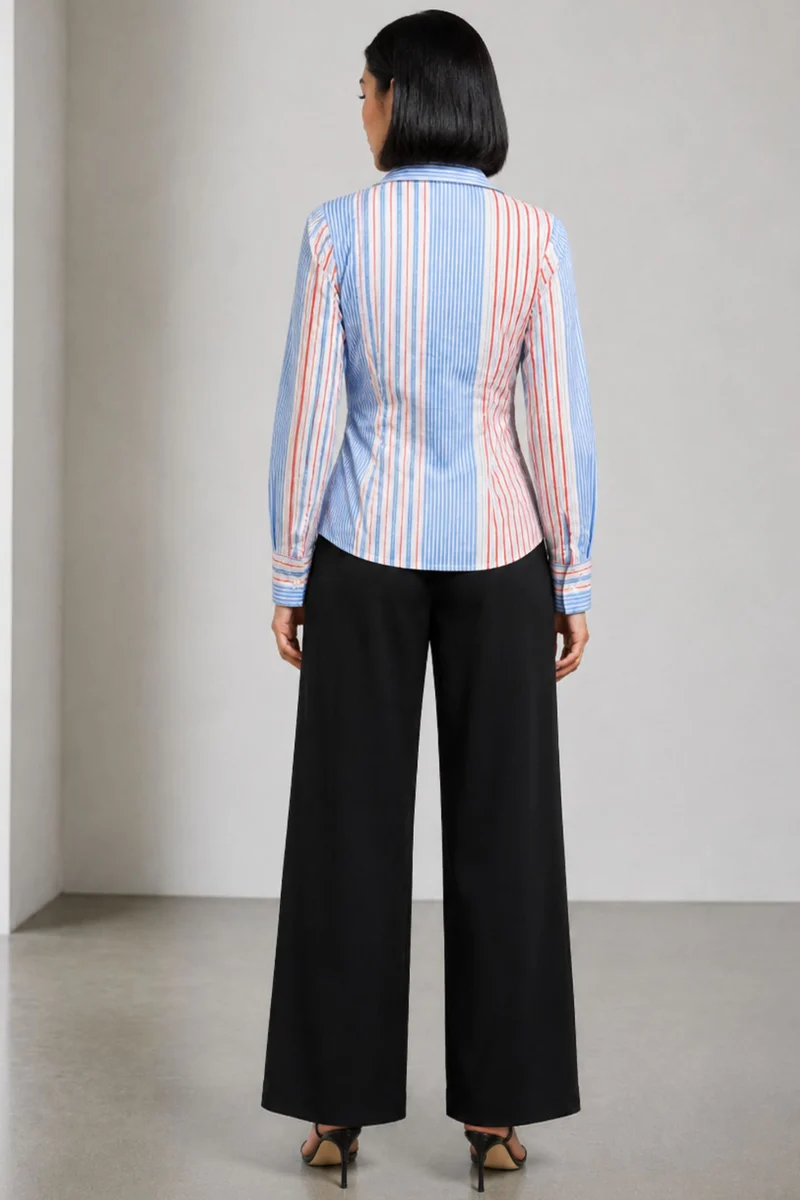 Noria|Cotton Stripped Wrap Detail Shirt