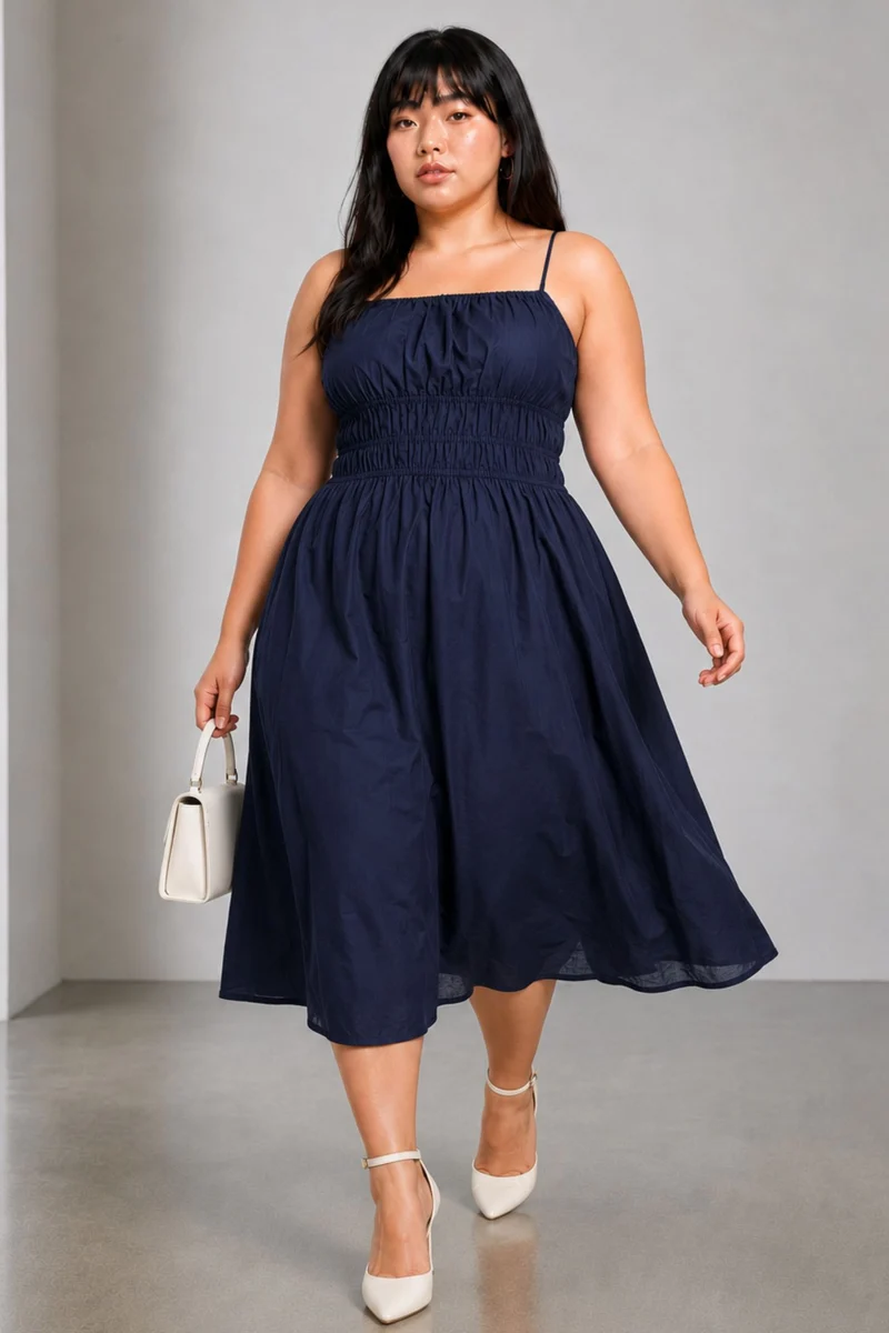 Dovra|Cotton Fit And Flare Midi Dress