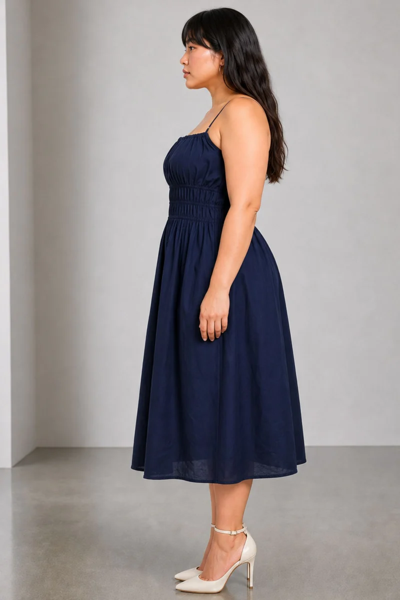Dovra|Cotton Fit And Flare Midi Dress