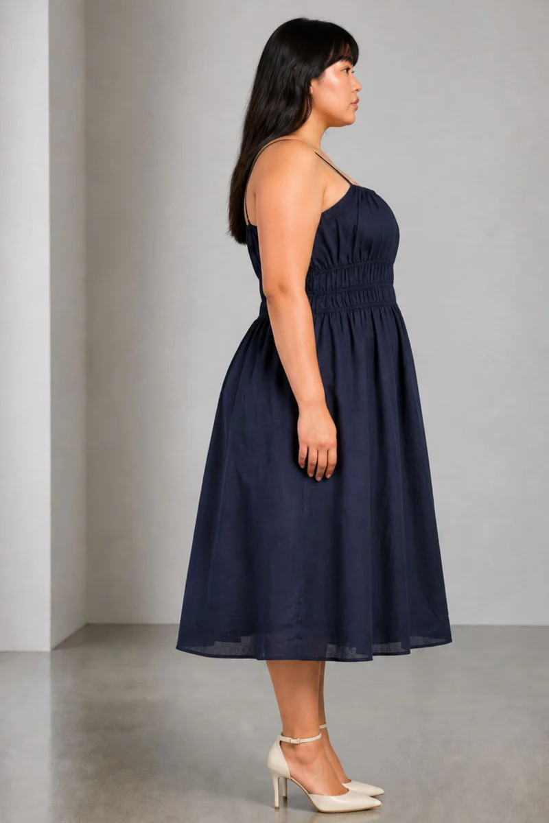 Dovra|Cotton Fit And Flare Midi Dress