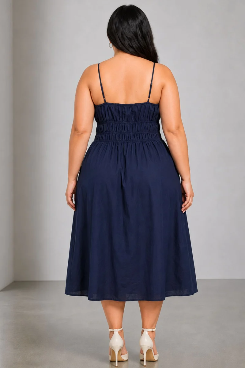 Dovra|Cotton Fit And Flare Midi Dress