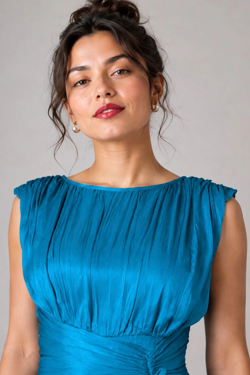 Aurev|Viscose Chiffon Ruched Waist Mini Dress