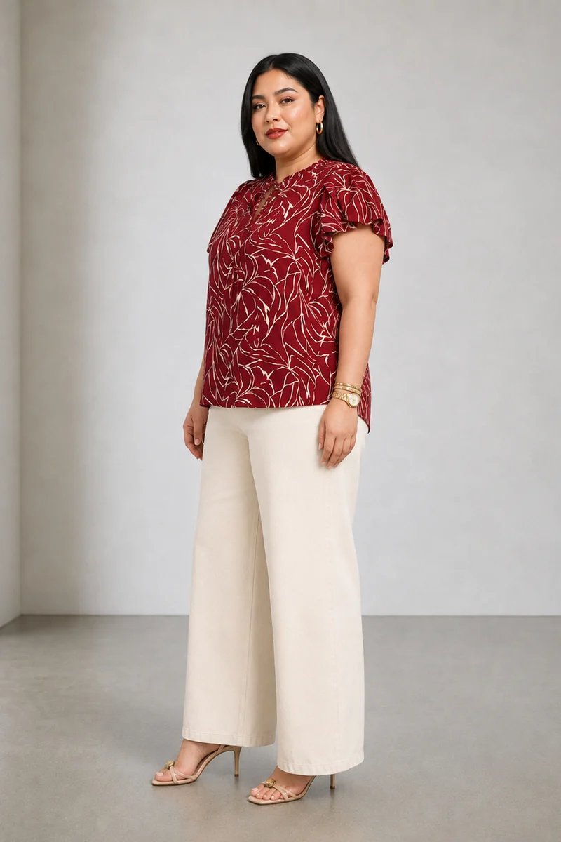 Rilva|Cotton Tie Up Ruffle Top