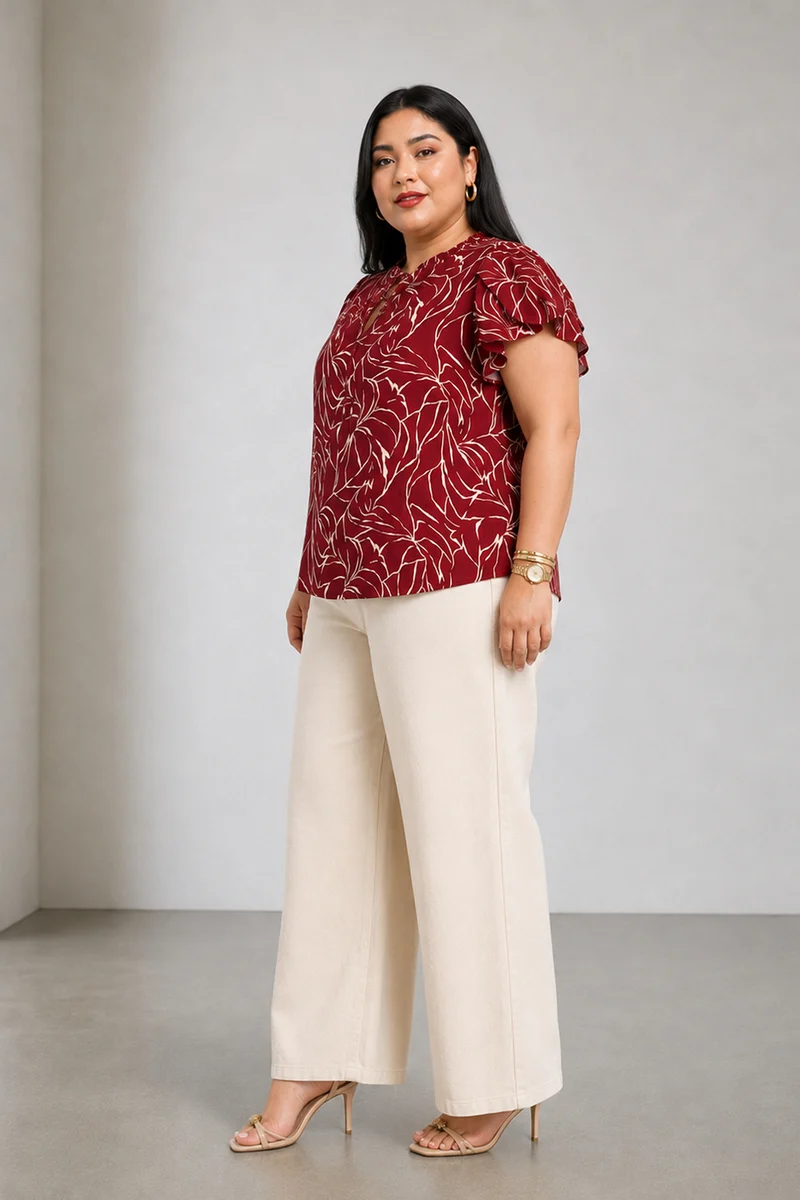 Rilva|Cotton Tie Up Ruffle Top