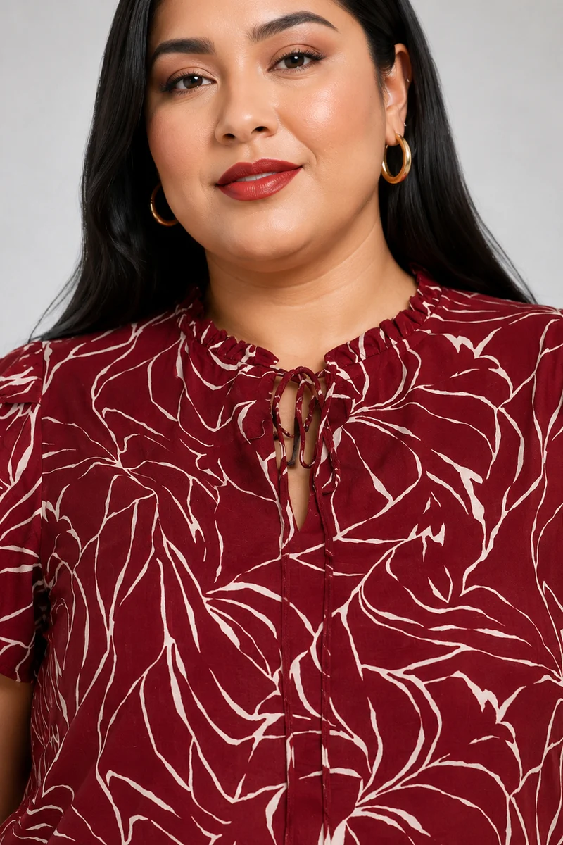 Rilva|Cotton Tie Up Ruffle Top