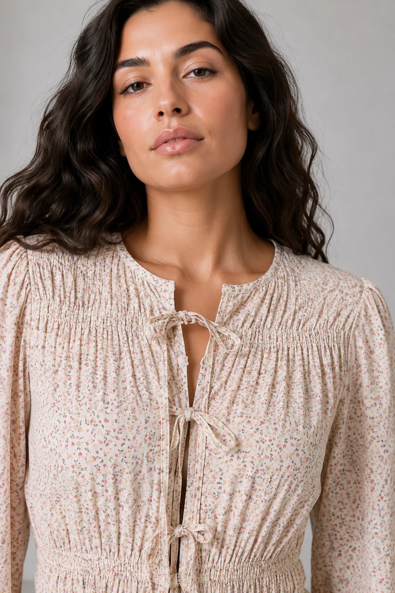 Mavin|Viscose Smocked Waist Full Sleeve Top