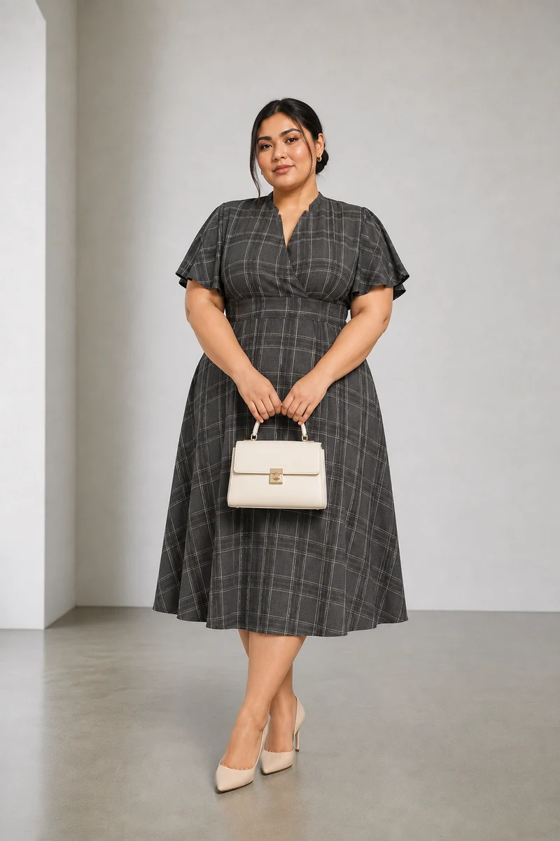 Tessia|Cotton Fit Flared Midi Dress