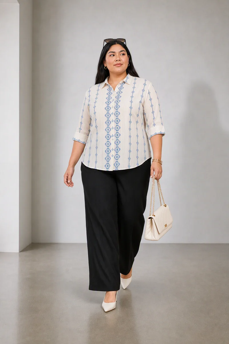 Avier|Cotton Dobby Relaxed Fit Pocket Detail Shirt
