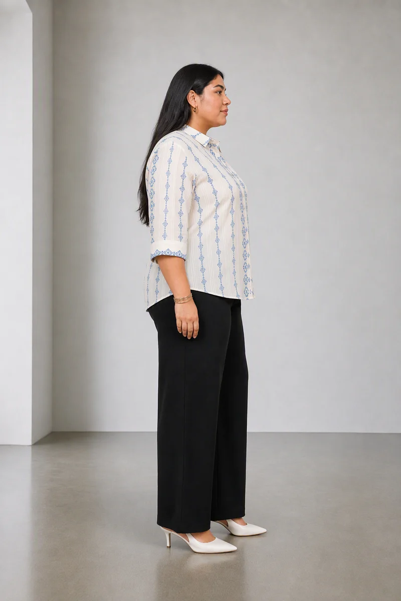 Avier|Cotton Dobby Relaxed Fit Pocket Detail Shirt