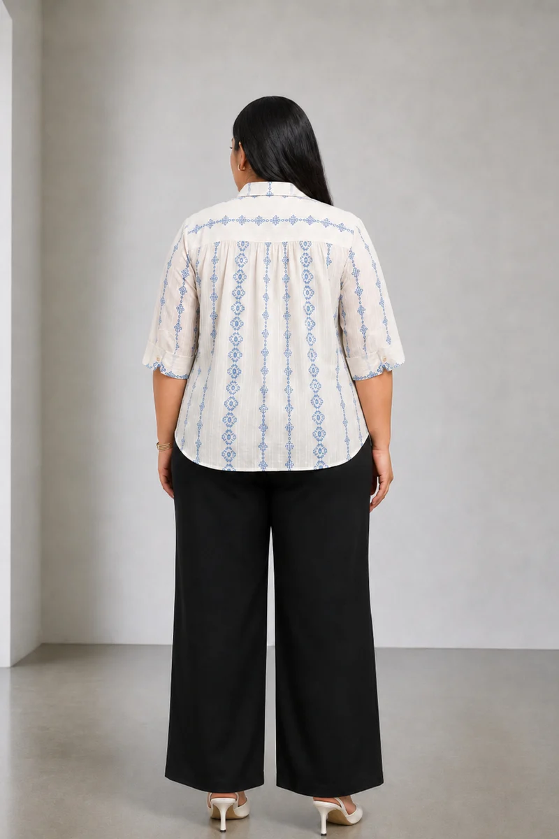 Avier|Cotton Dobby Relaxed Fit Pocket Detail Shirt