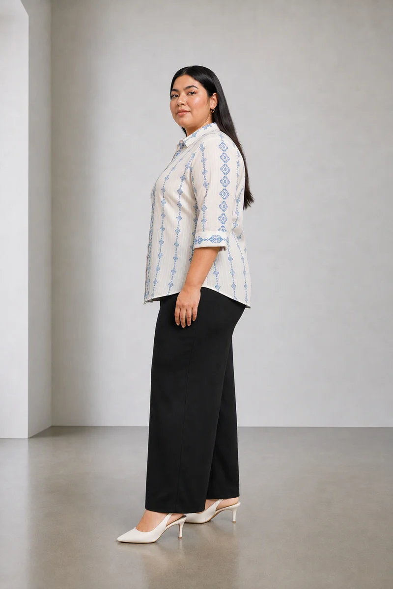 Avier|Cotton Dobby Relaxed Fit Pocket Detail Shirt