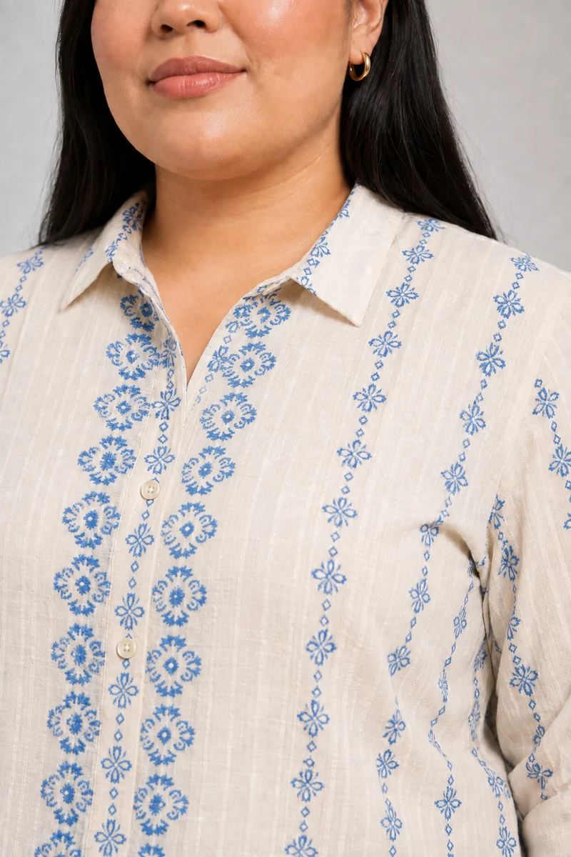 Avier|Cotton Dobby Relaxed Fit Pocket Detail Shirt