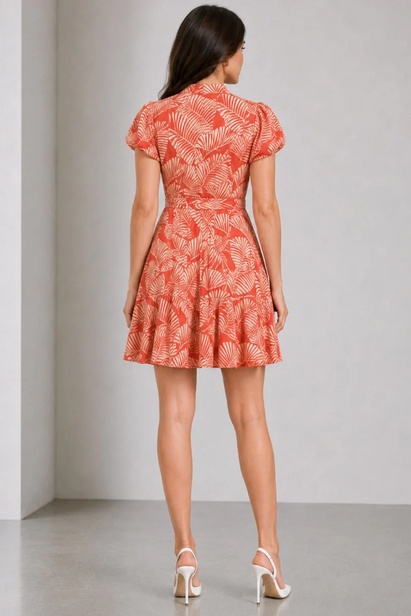 Vessa|Viscose Fit Flare Tiered Mini Dress