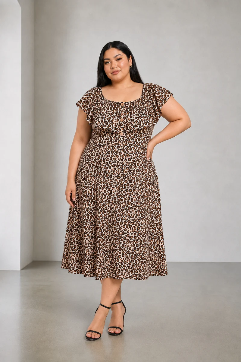 Bruna|Cotton Ruffle Midi Dress