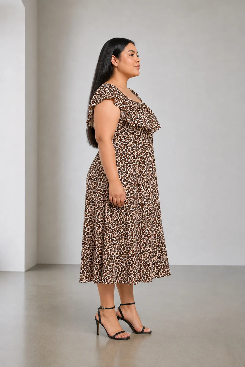 Bruna|Cotton Ruffle Midi Dress