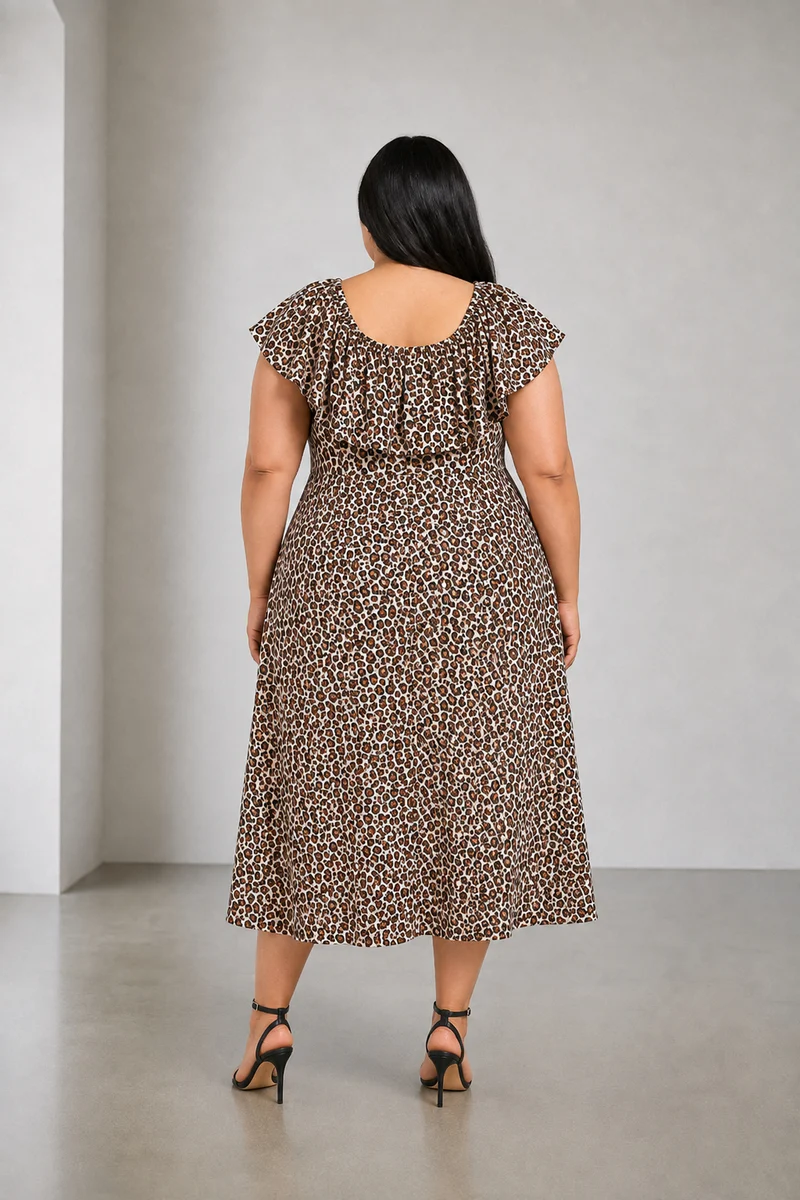 Bruna|Cotton Ruffle Midi Dress